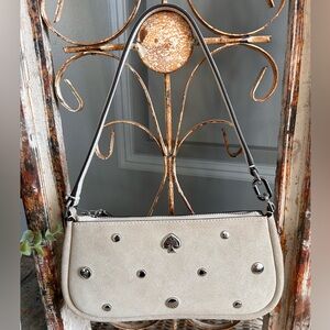 Kate Spade Kayla small convertible shoulder bag in milk glass suede